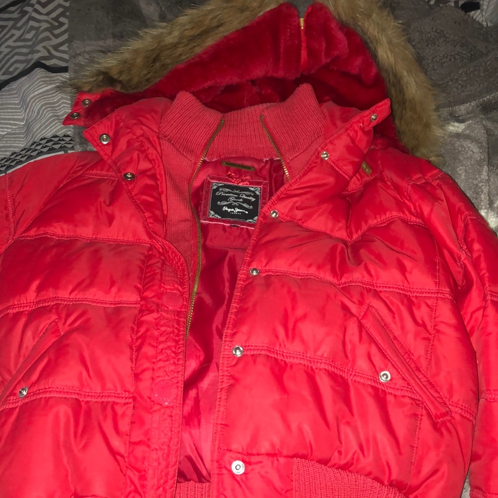 Red Pepe jeans bomber jacket in mint condition